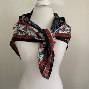 Michel Delain Artist Multi Colored Scarf 33 x 34 Floral